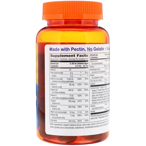 ¡El camino de la naturaleza, vivo! Gummies, multivitamínico para niños, sabor a cereza, naranja y uva, 90 gomitas