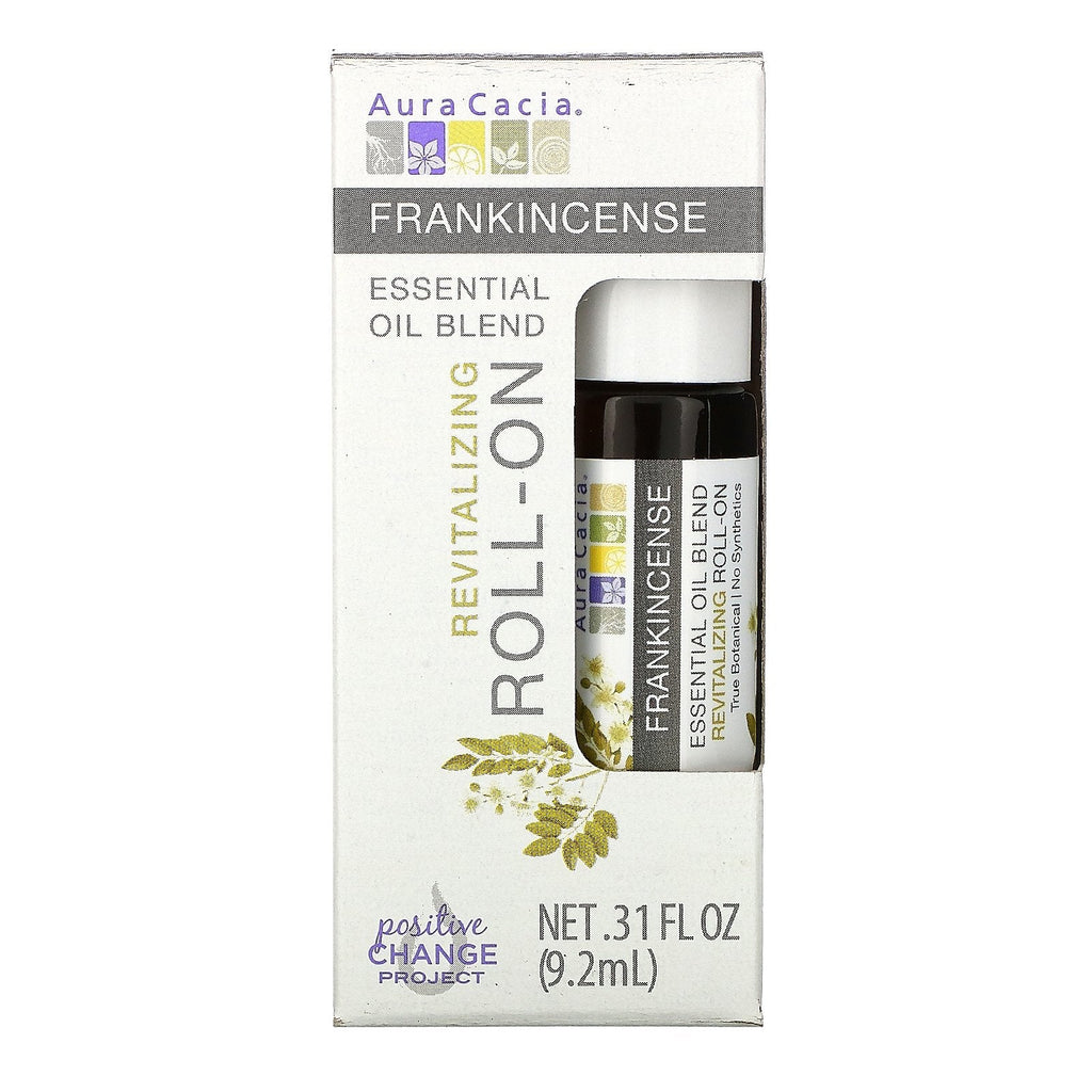 Aura Cacia, Essential Oil Blend, Revitalizing Roll-On, Frankincense, .31 fl oz (9.2 ml)