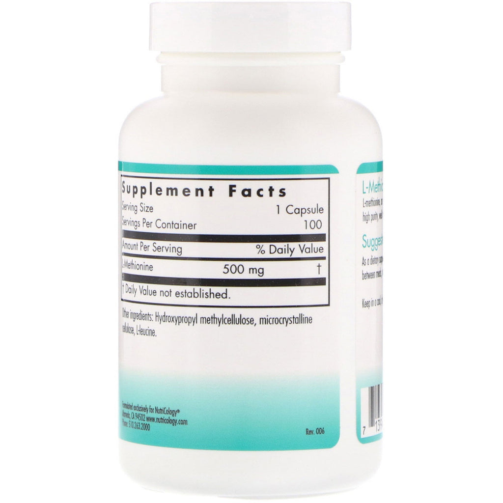Nutricology, L-Methionin, 100 vegetariske kapsler