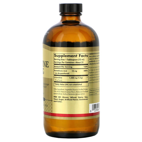 Solgar, L-Carnitine, Natural Lemon, 1,500 mg, 16 fl oz (473 ml)