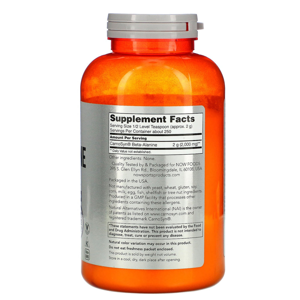 Now Foods, Deportes, Beta-alanina, polvo puro, 17,6 oz (500 g)