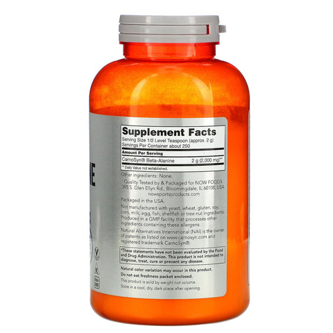 Now Foods, Deportes, Beta-alanina, polvo puro, 17,6 oz (500 g)