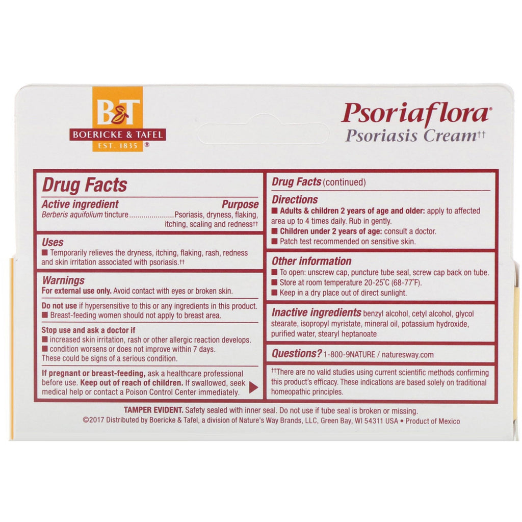 Boericke & Tafel, Psoriaflora, Topical Cream, 1 oz (28 g)