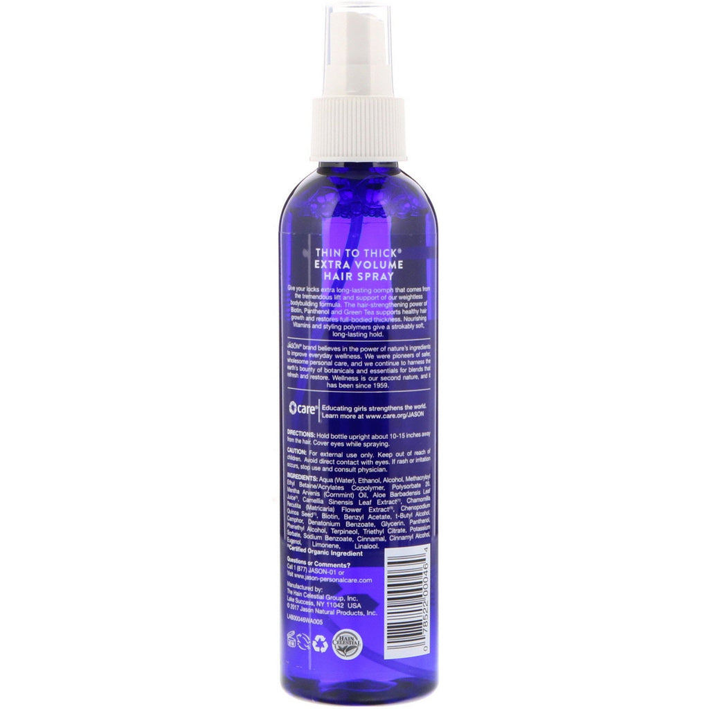 Jason Natural, tynd til tyk, ekstra volumen hårspray, 8 fl oz (237 ml)