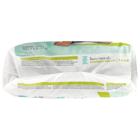 Seventh Generation, Sensitive Protection Diapers, Size 2, 12 - 18 lbs, 31 Diapers