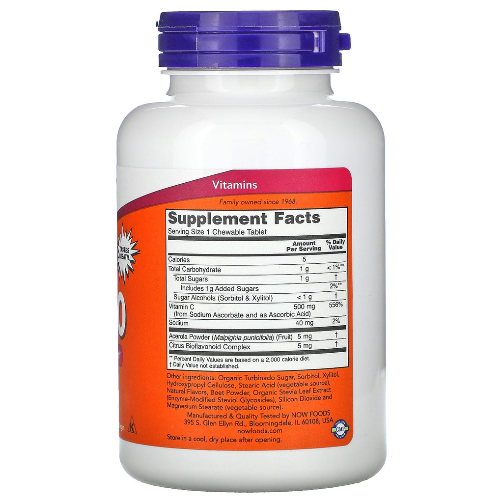 Now Foods, Chewable C-500, Natural Cherry-Berry Flavor, 100 Tablets