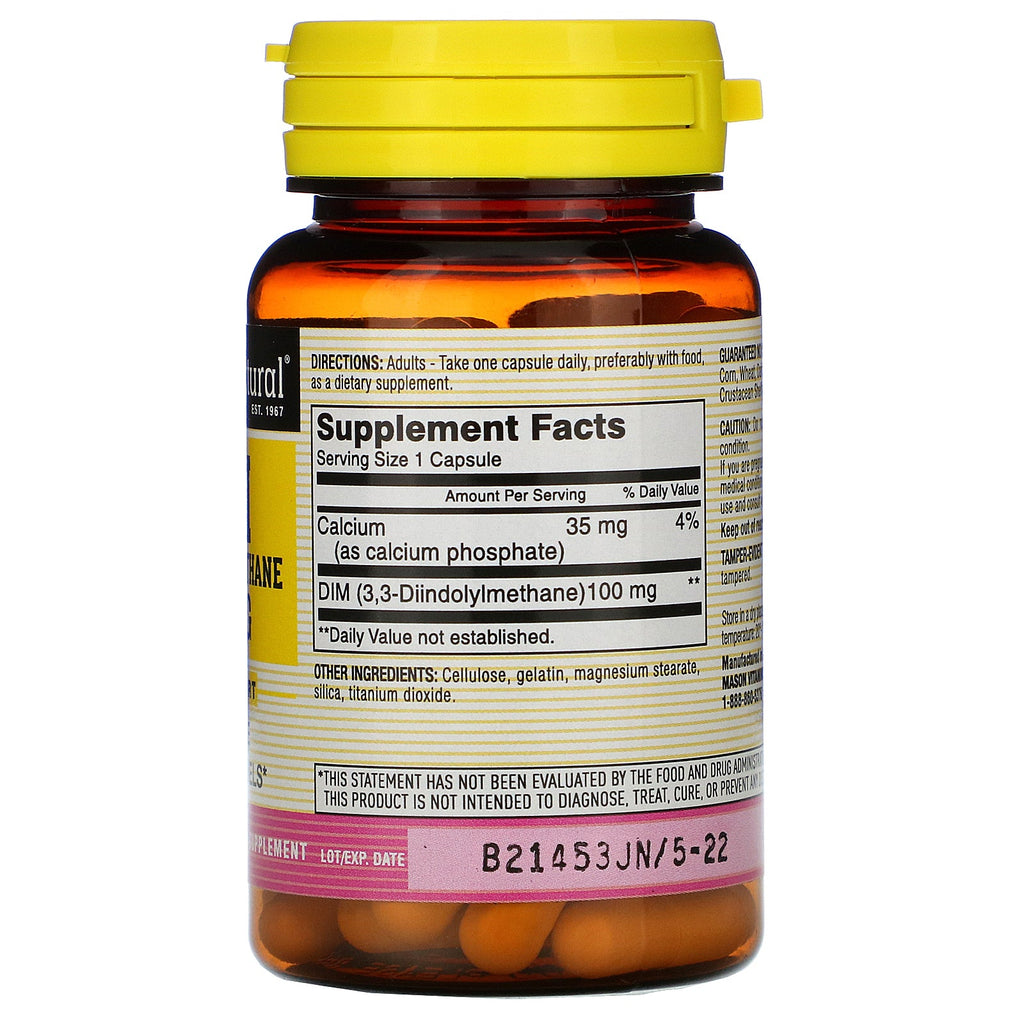 Mason Natural, DIM Diindolylmethan, 100 mg, 60 kapsler