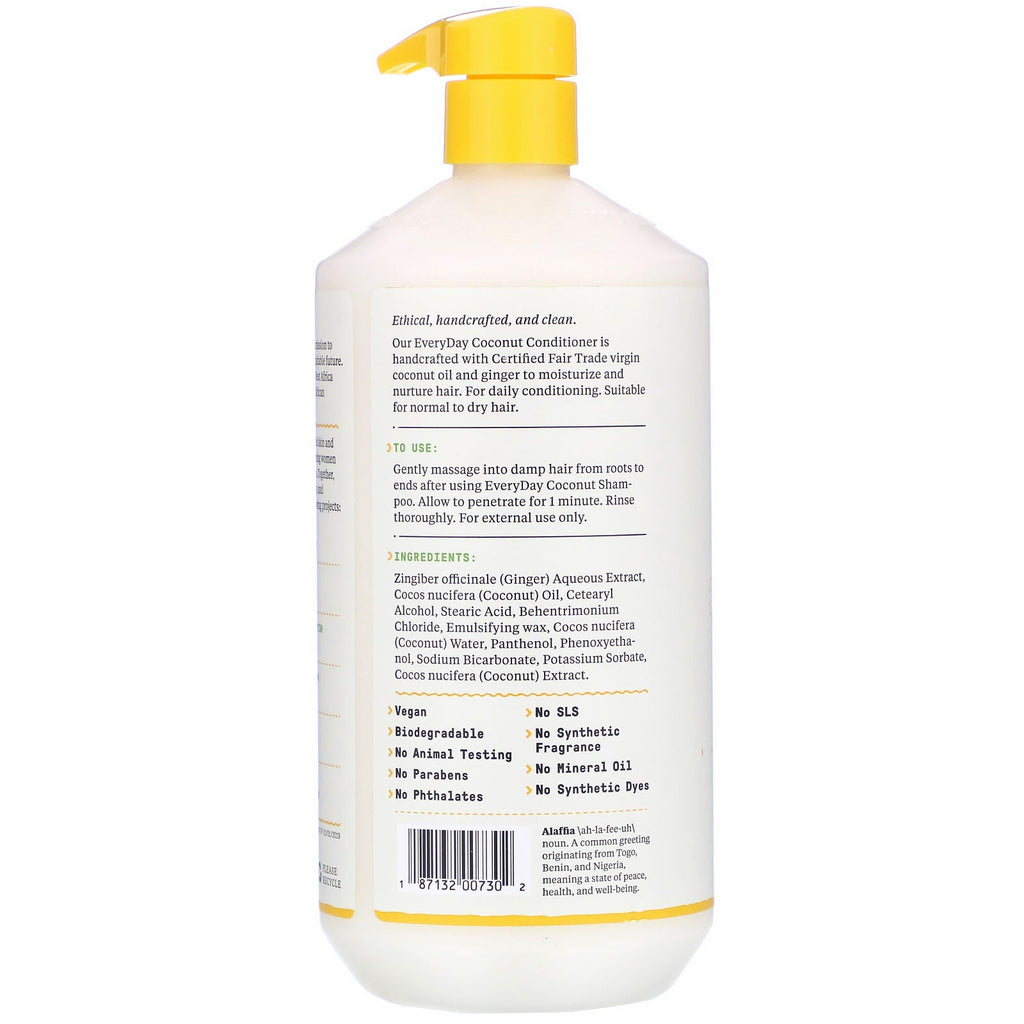 Alaffia, hverdags kokosnød, balsam, normalt til tørt hår, ren kokosnød, 32 fl oz (950 ml)