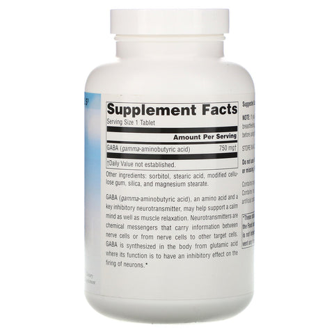 Source Naturals, GABA Calm Mind, 750 mg, 180 tabletas