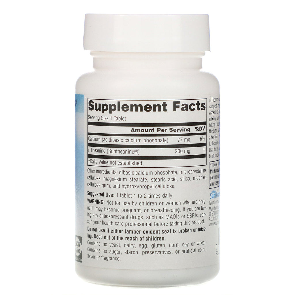 Source Naturals, L-teanina, 200 mg, 60 tabletas