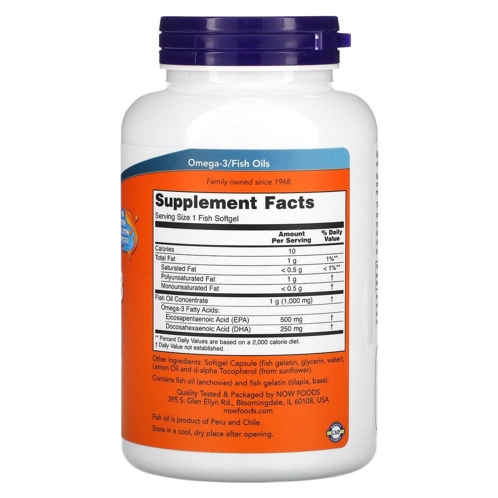 Now Foods, Ultra Omega-3, 500 EPA/250 DHA, 180 Fish Softgels