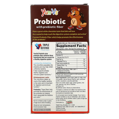 YumV's, Probiotic with Prebiotic Fiber, White Chocolate , 40 Bears