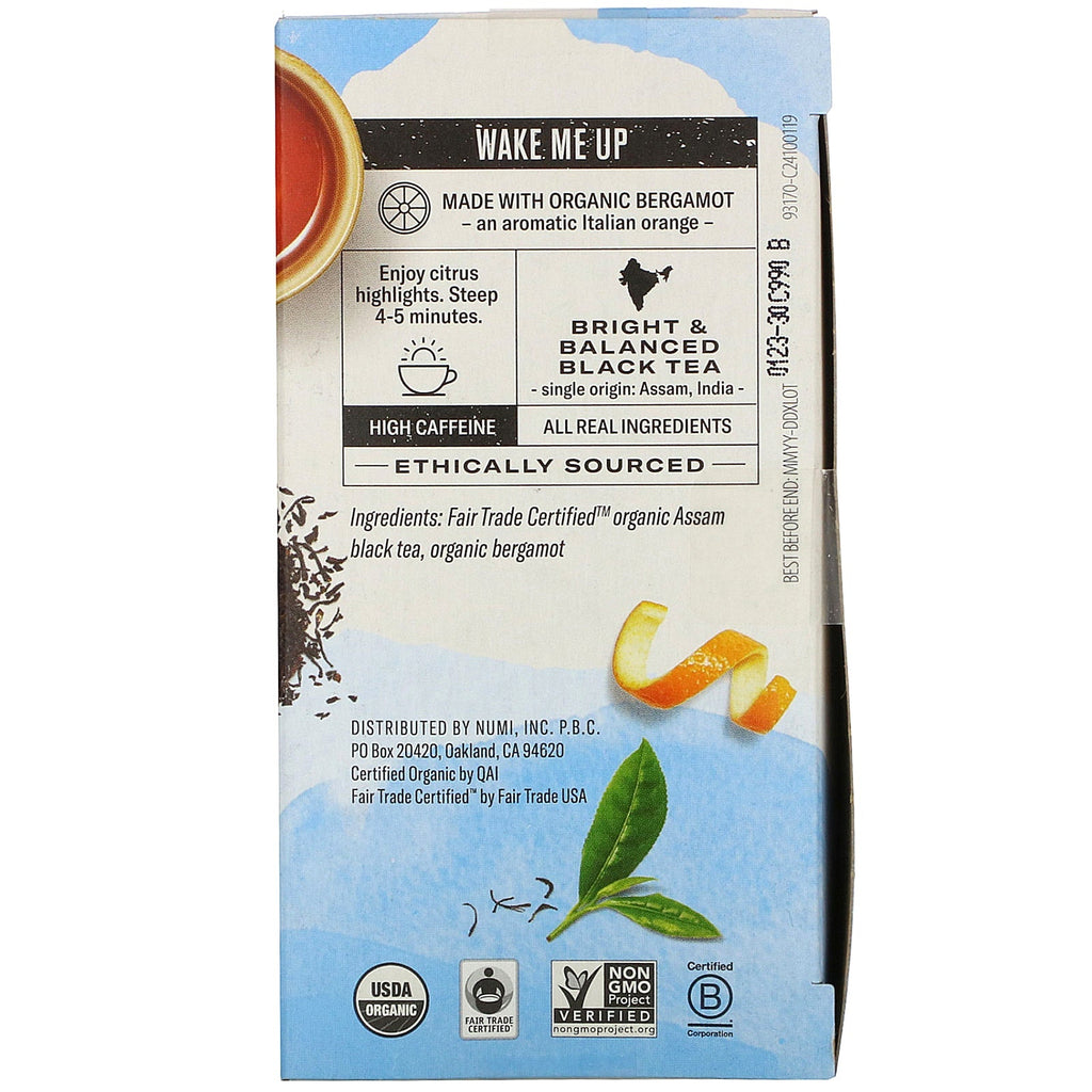 Numi Tea, Té negro, Earl Grey envejecido, 18 bolsitas de té, 36 g (1,27 oz)