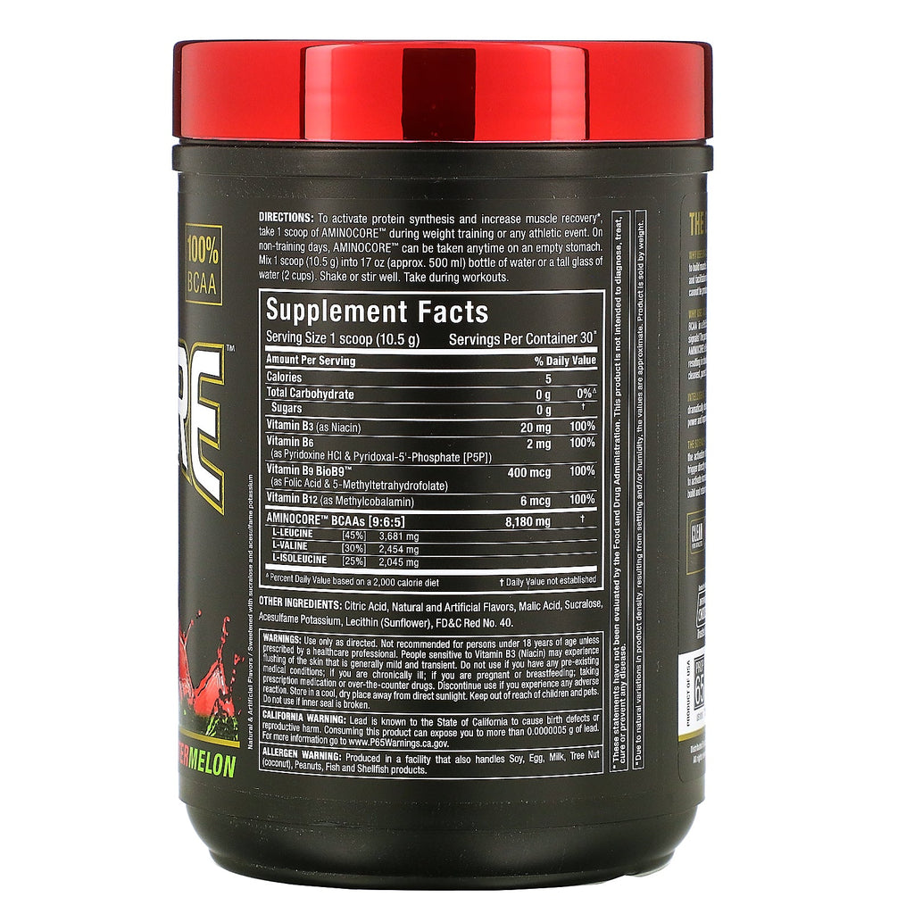 ALLMAX Nutrition, AMINOCORE BCAA, Sandía, 0,69 lbs (315 g)
