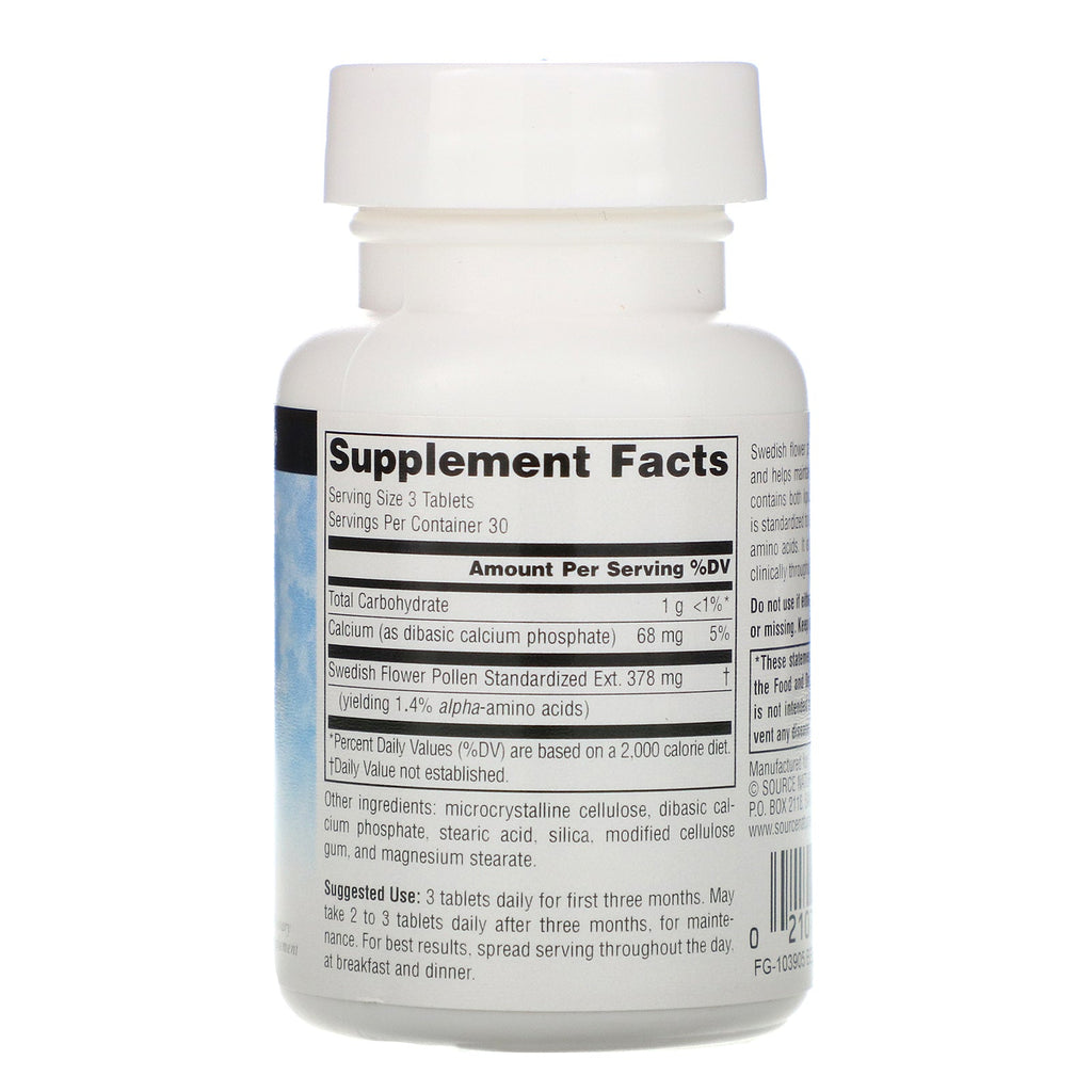 Source Naturals, Svensk Blomsterpollen, 90 Tabletter