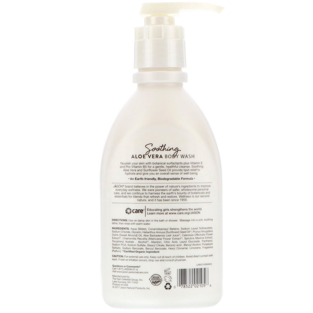 Jason Natural, Pure Natural Body Wash, Beroligende Aloe Vera, 30 fl oz (887 ml)