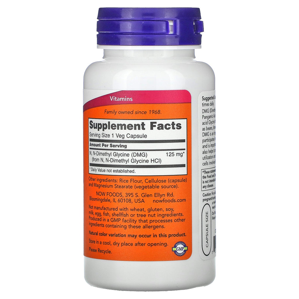 Now Foods, DMG, 125 mg, 100 cápsulas vegetales