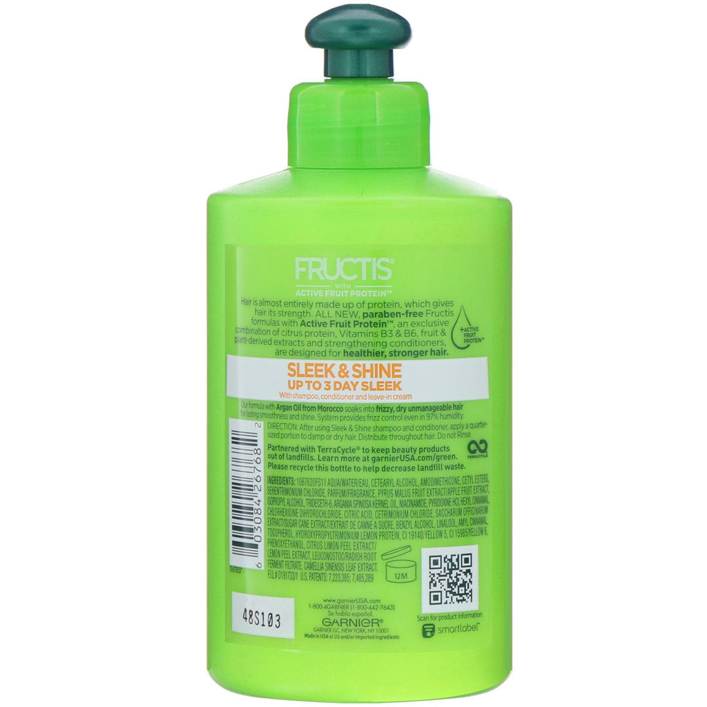 Garnier, Fructis, Sleek &amp; Shine, Intens Glad Leave-In Conditioning Cream, 10,2 fl oz (300 ml)
