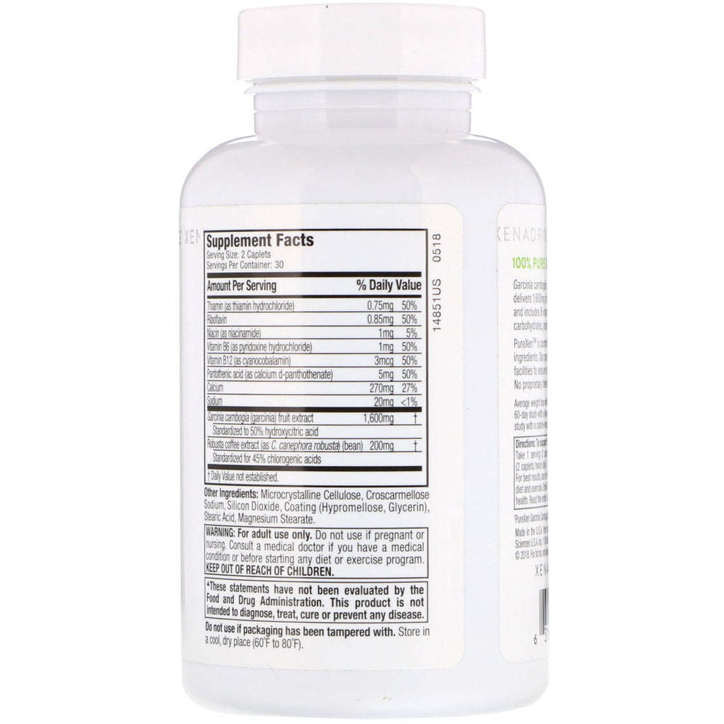Xenadrine, PureXen, Garcinia Cambogia+, 60 kapletter