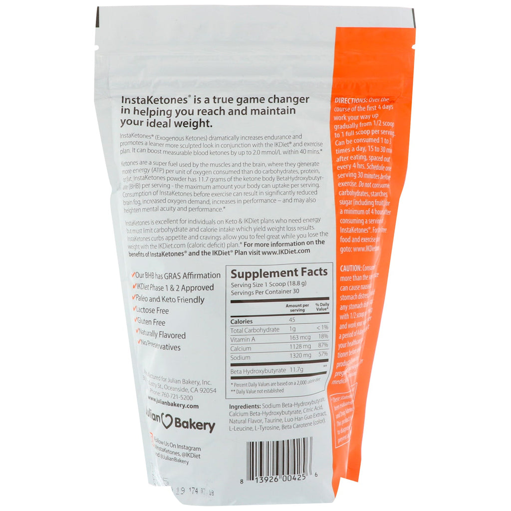 Julian Bakery, InstaKetones, Orange Burst, 1,24 lbs (565 g)