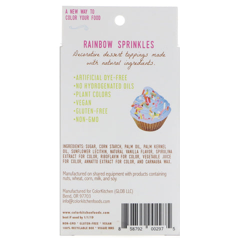 ColorKitchen, Rainbow, Sprinkles From Nature, Rainbow Sprinkles, 1.25 oz (35.44 g)