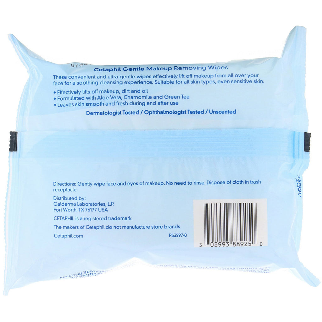 Cetaphil, Gentle Makeup Removing Wipes, 25 forfugtede håndklæder