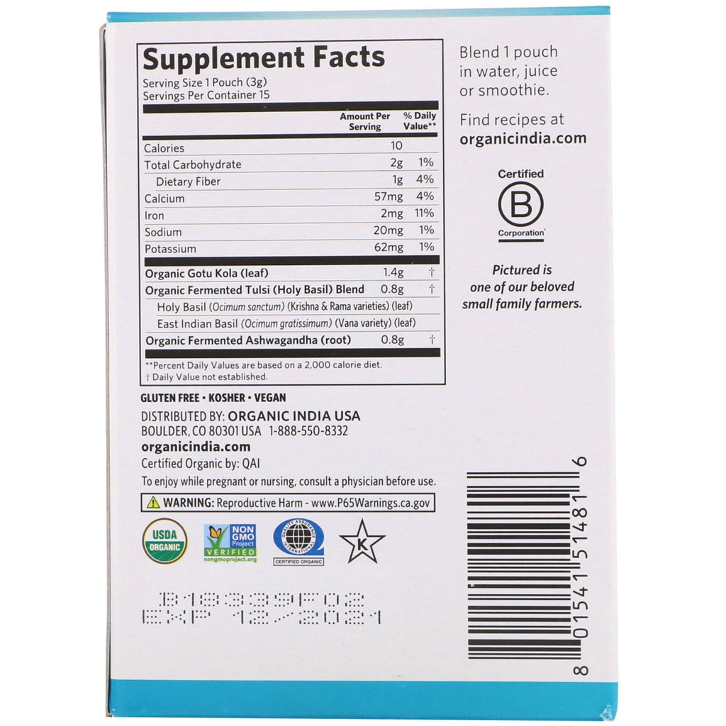 India, Mindful Lift, Fermented Adaptogens, 15 Packs, 0.1 oz (3 g) Each