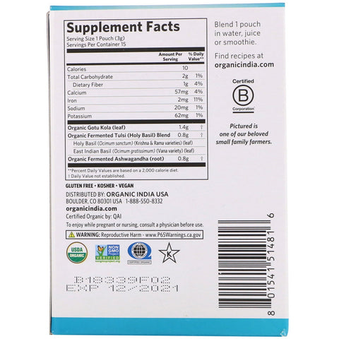 India, Mindful Lift, Fermented Adaptogens, 15 Packs, 0.1 oz (3 g) Each