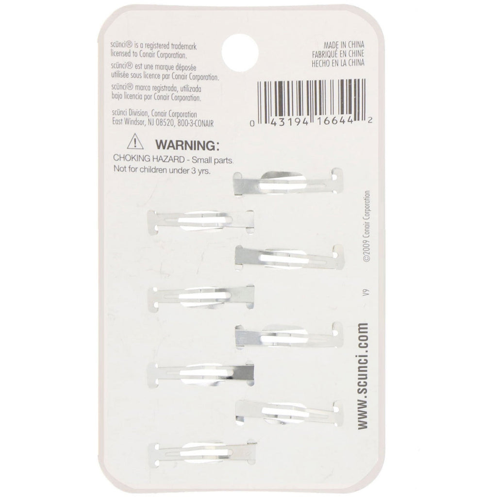 Scunci, Effortless Beauty, Pinza para el cabello a presión, negro y marrón, 8 piezas