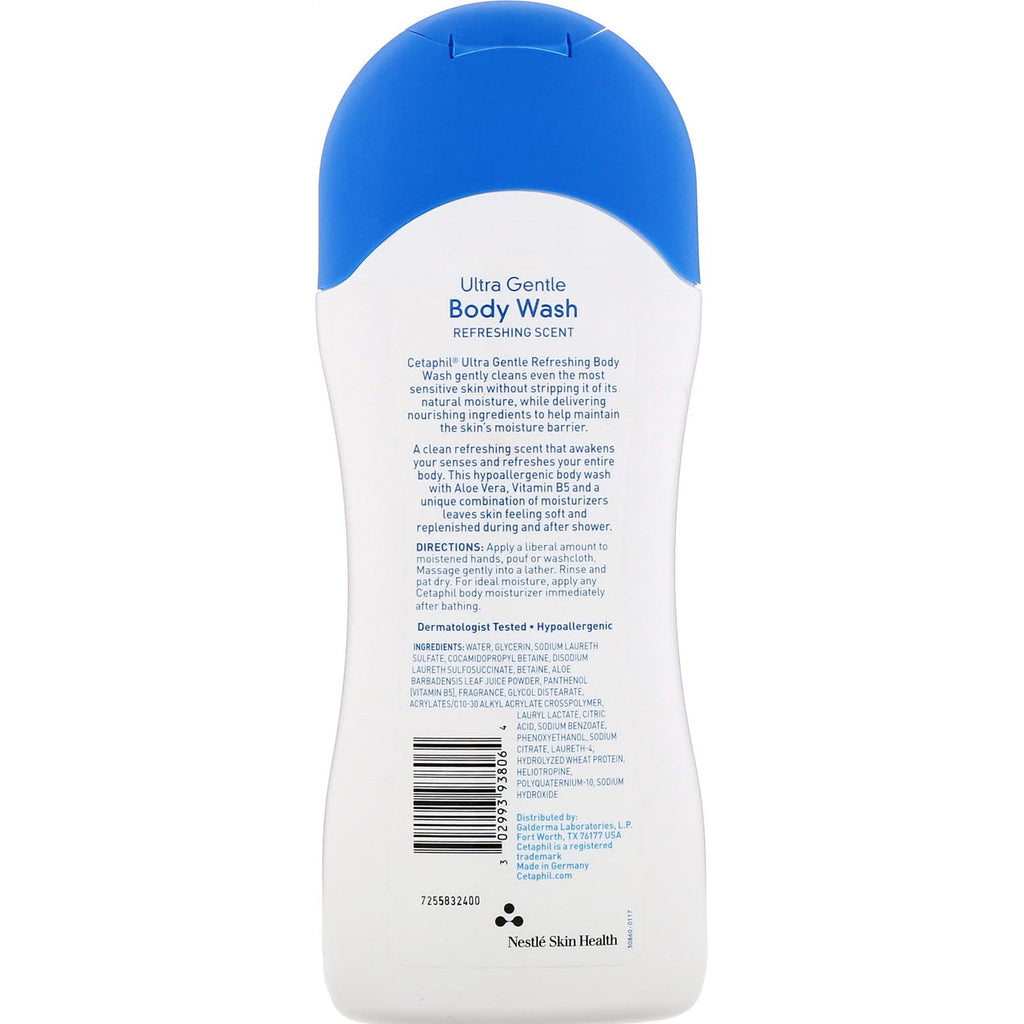 Cetaphil, ultra blid, forfriskende kropsvask, forfriskende duft, 16,9 fl oz (500 ml)