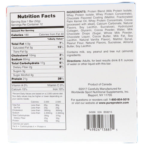 Rent protein, Chocolate Deluxe Bar, 12 barer, 1,76 oz (50 g) hver