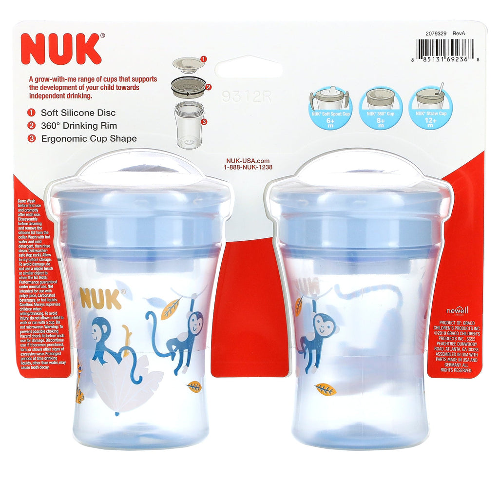 NUK, Evolution 360 Cup, 8 + Months, 2 Cups, 8 oz (240 ml)