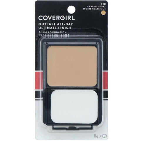 Covergirl, Outlast All-Day Ultimate Finish, 3 in-1 Foundation, 410 Classic Ivory, .4 oz (11 g)