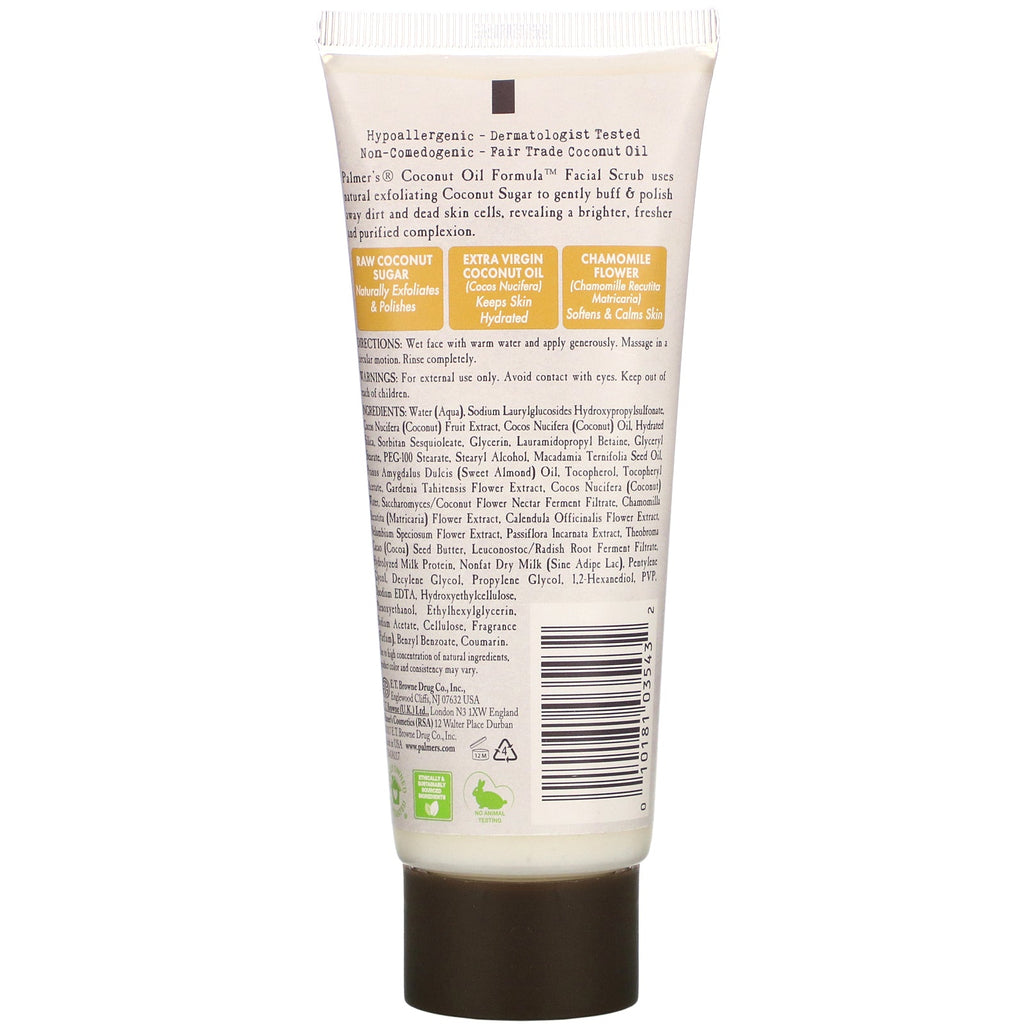 Palmer's, Fórmula de aceite de coco, exfoliante facial con azúcar de coco, 3,17 oz (90 g)