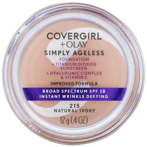 Covergirl, Olay Simply Ageless Foundation, 215 Natural Ivory, .4 oz (12 g)