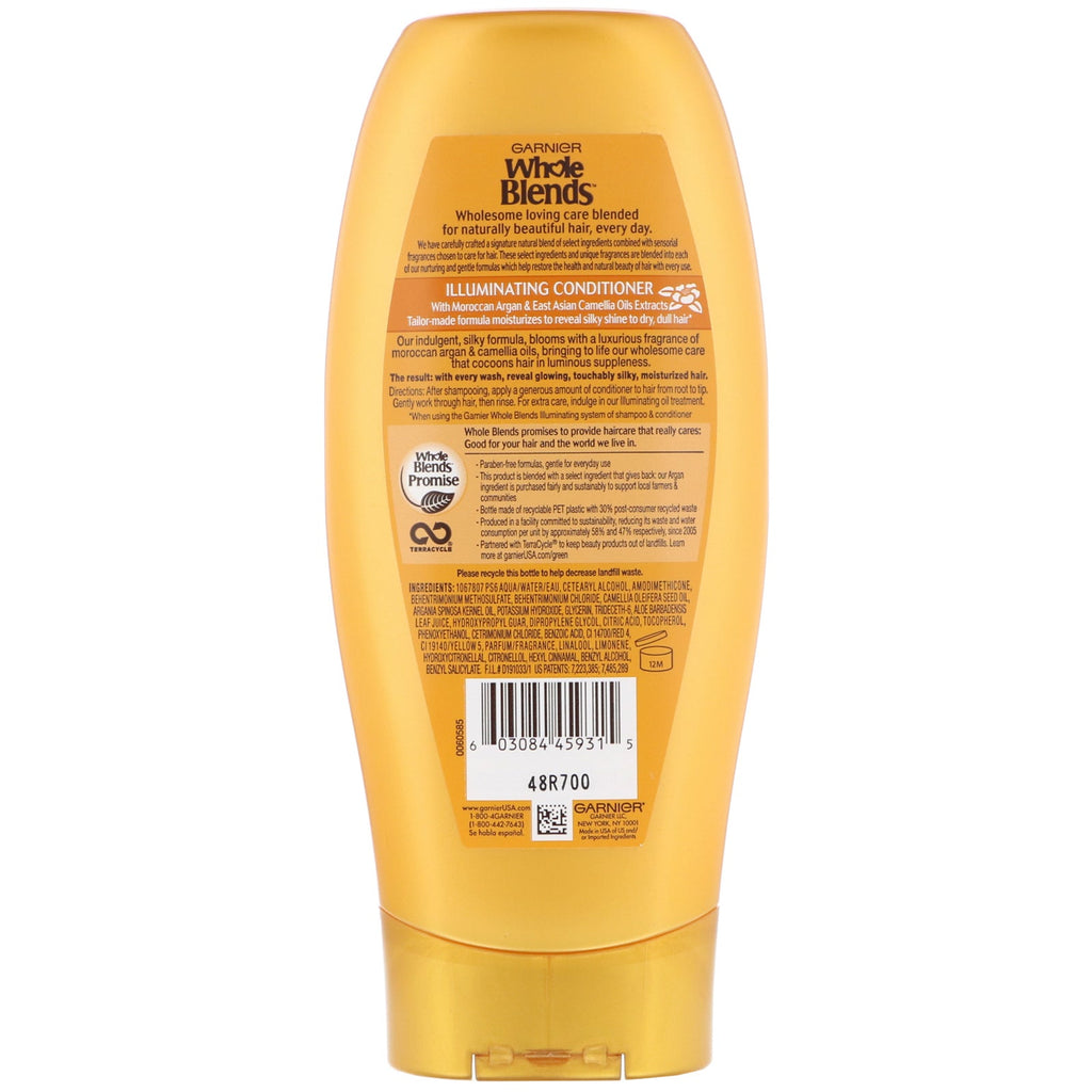 Garnier, hele blandinger, lysende balsam, marokkanske argan- og kameliaolieekstrakter, 12,5 fl oz (370 ml)