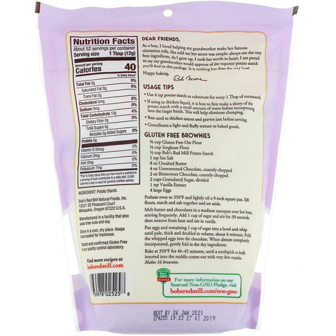 Bob's Red Mill, Potato Starch, Unmodified, Gluten Free, 22 oz (623 g)