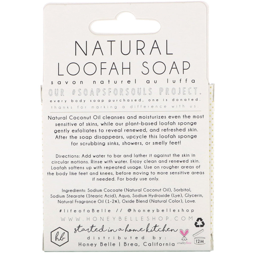 Honey Belle, Natural Loofah Soap, Eucalyptus Peppermint, 5 oz (140 g)