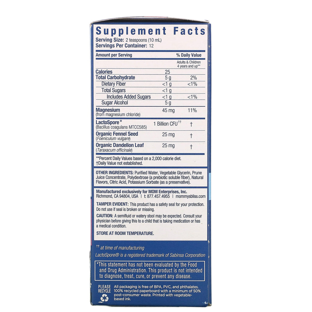 Mommy's Bliss, Alivia el estreñimiento en niños, a partir de 4 años, naranja, 120 ml (4 oz. líq.)