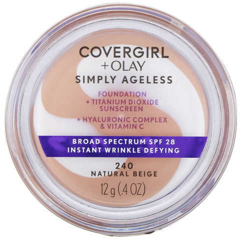 Covergirl, Olay Simply Ageless Foundation, 240 Natural Beige,  .4 oz (12 g)