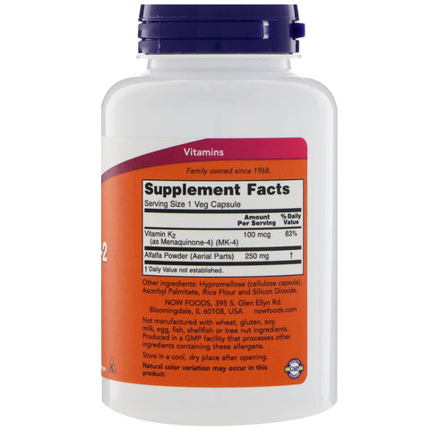 Now Foods, Vitamin K-2, 100 mcg , 250 Veg Capsules