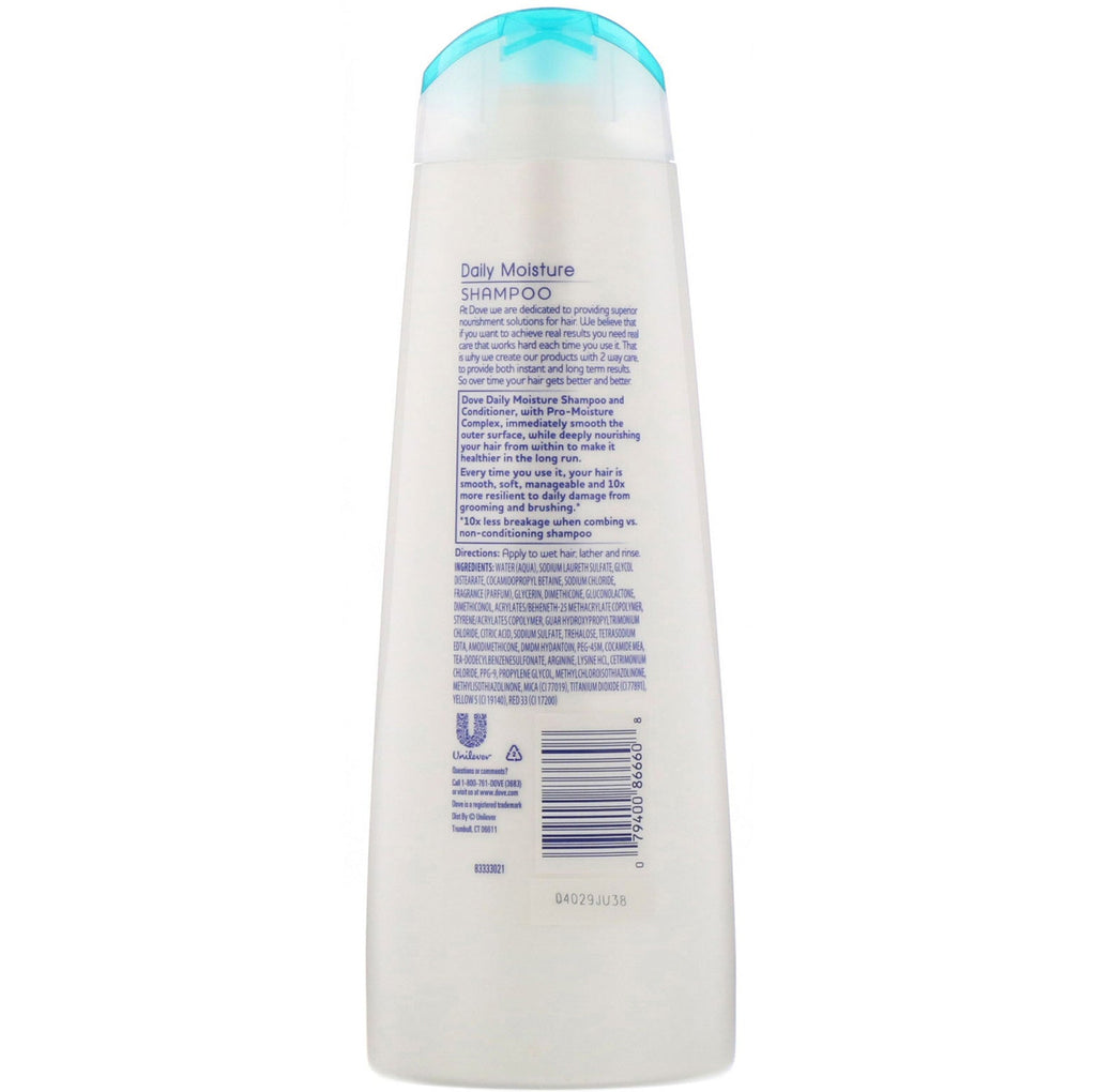 Dove, næringsopløsninger, daglig fugtshampoo, til normalt, tørt hår, 12 fl oz (355 ml)