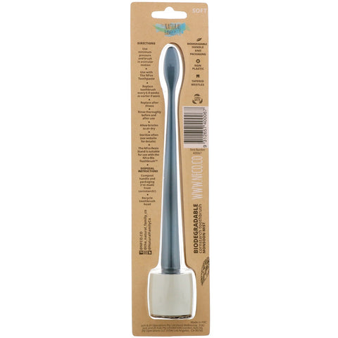 The Natural Family Co., Biodegradable Cornstarch Toothbrush, Monsoon Mist, Soft, 1 Toothbrush & Stand