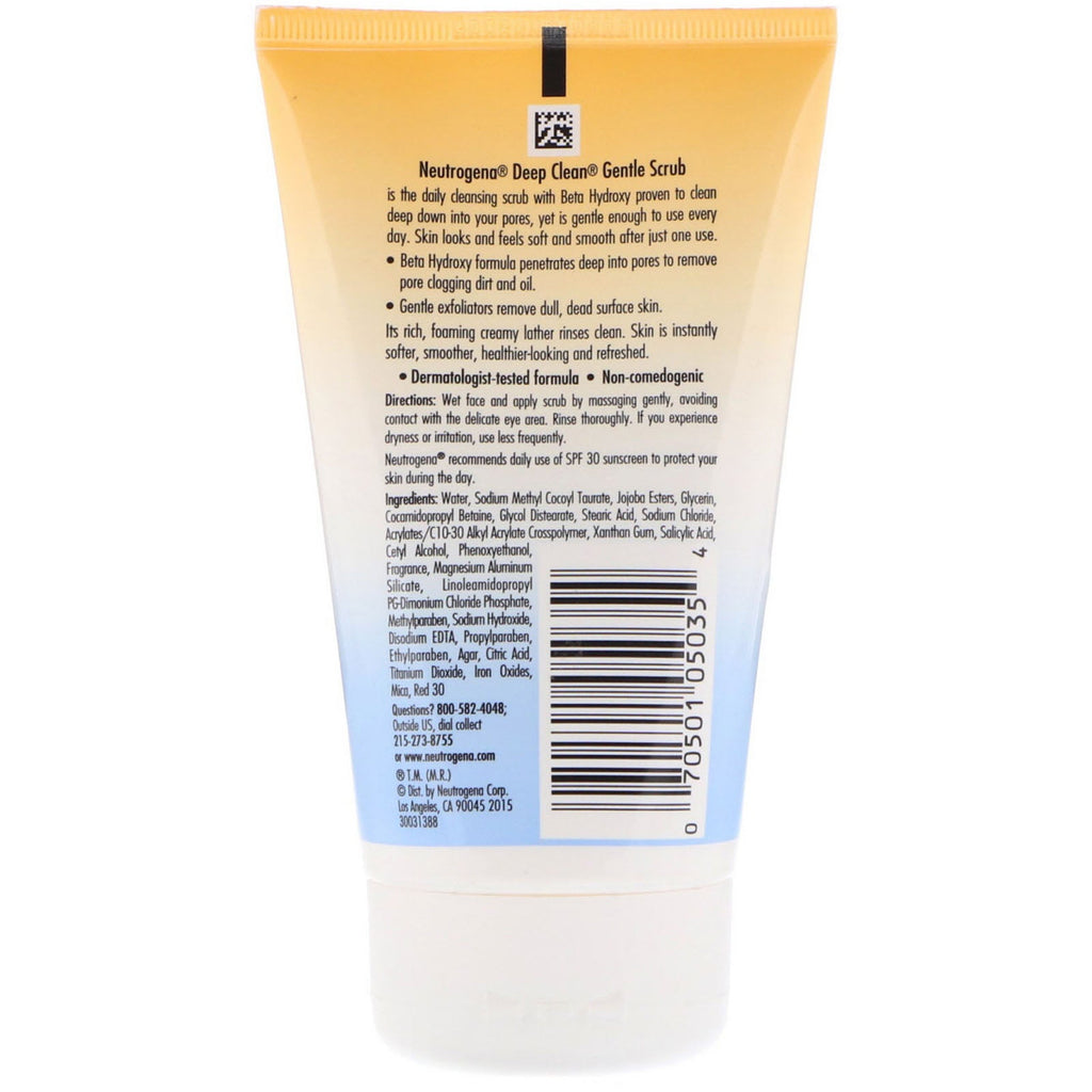 Neutrogena, Deep Clean, Gentle Scrub, Oliefri, 4,2 fl oz (124 ml)