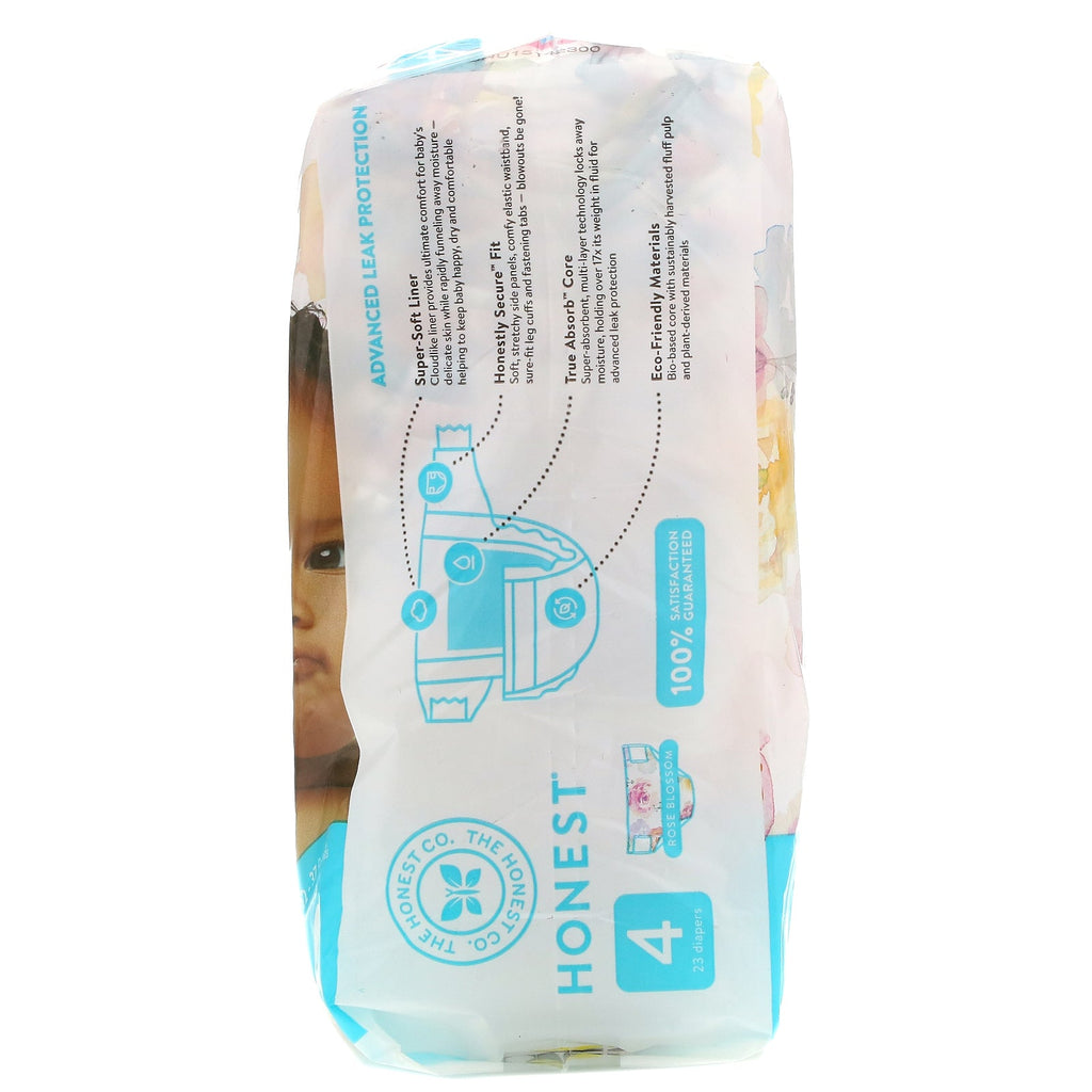 The Honest Company, Honest Diapers, Size 4, 22 - 37 Pounds, Rose Blossom, 23 Diapers