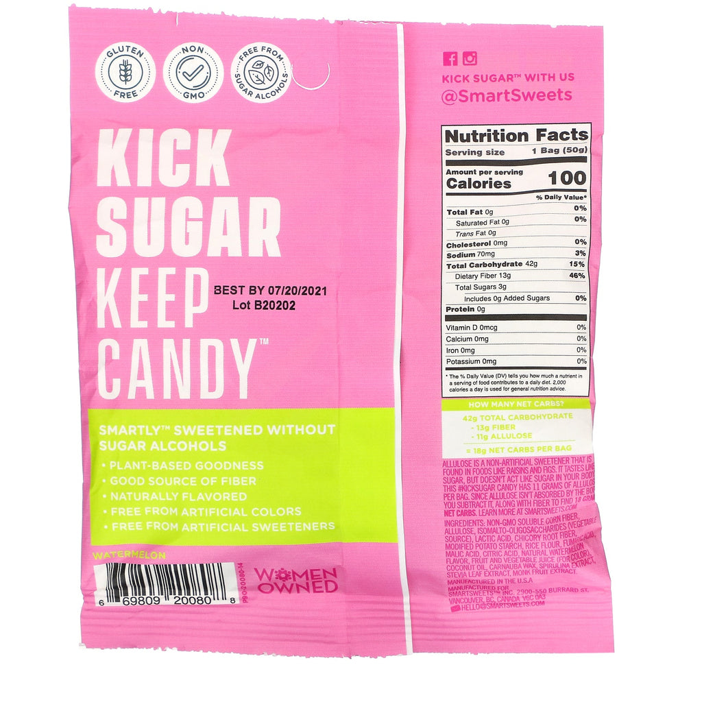 SmartSweets, Sourmelon Bites, Watermelon, 1.8 oz (50 g)