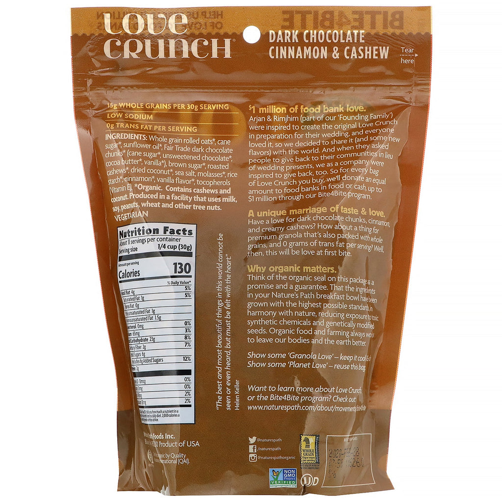 Nature's Path, Love Crunch, Dark Chocolate Cinnamon & Cashew, 11.5 oz (325 g)