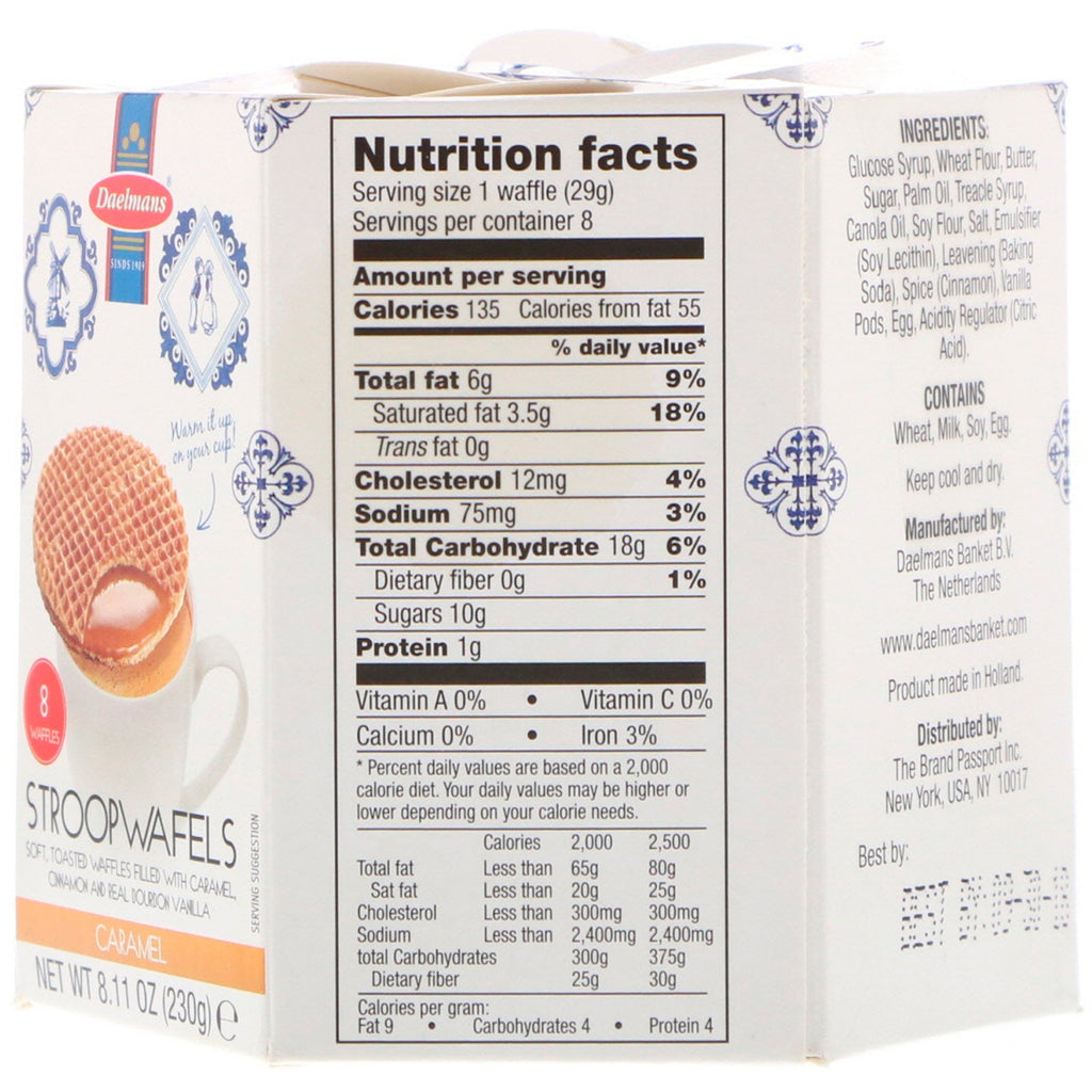 Daelmans, Stroopwafels, Caramel, 8 vafler, 8,11 oz (230 g)