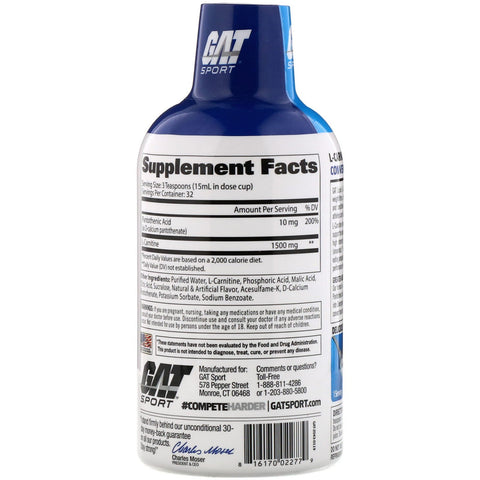 GAT, L-Carnitina, Aminoácido, Sandía, 1500 mg, 16 oz (473 ml)