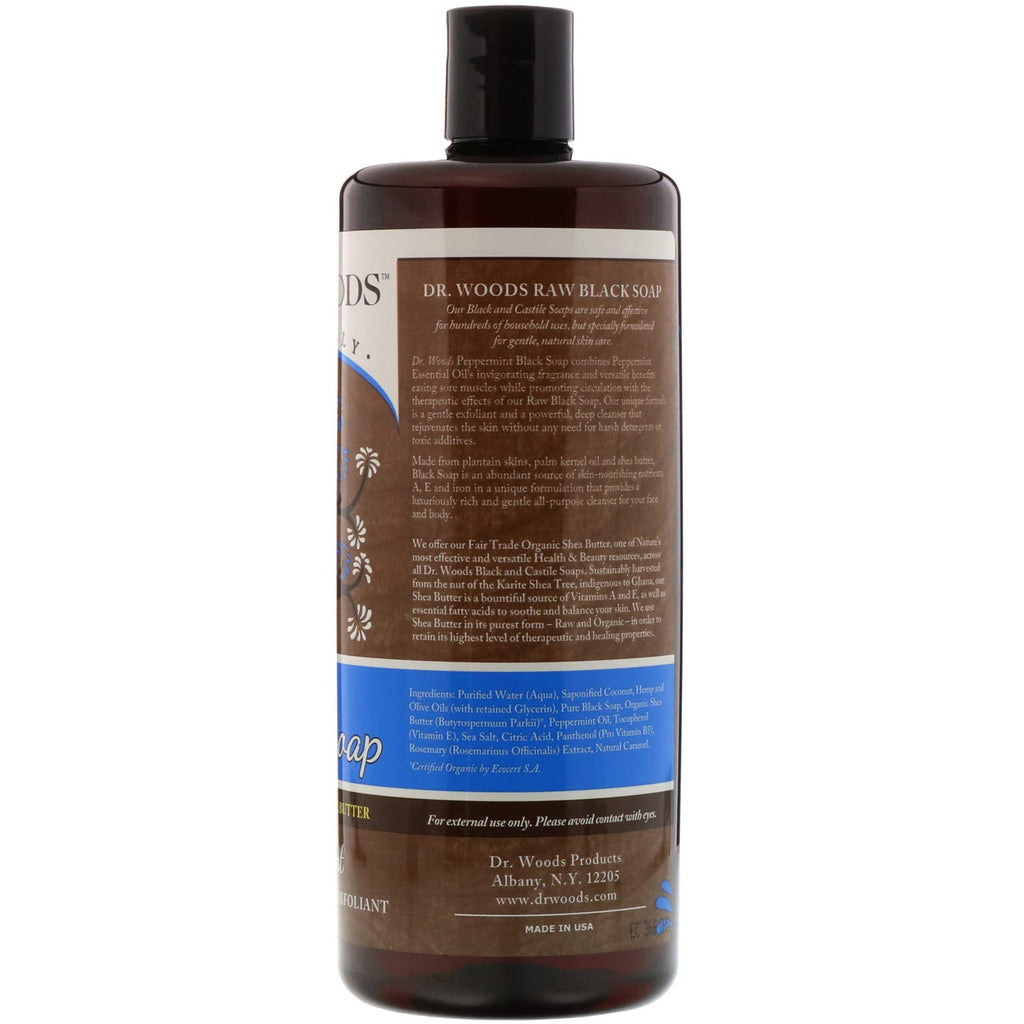 Dr. Woods, Raw Black Soap, with Fair Trade Shea Butter, Peppermint, 32 fl oz (946 ml)